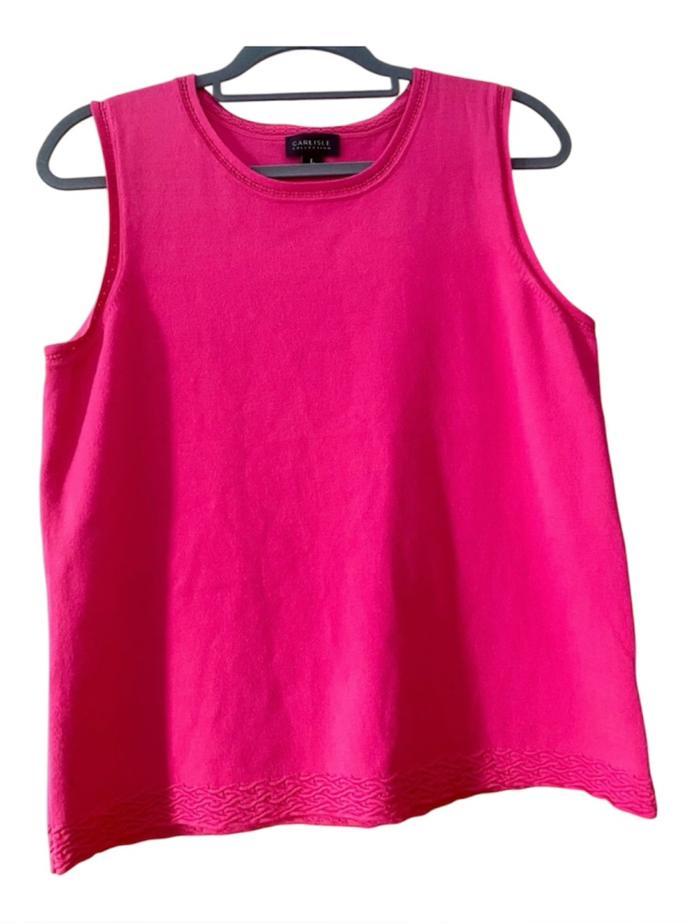 Carlisle Collection Fuchsia Pink Sleeveless Knit Sweater Shell Top Large